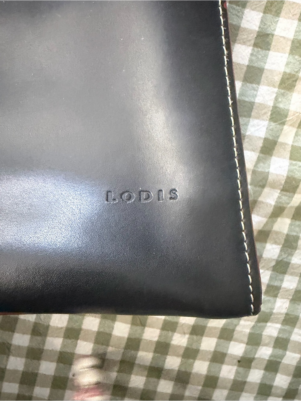 Lodis Black Leather Laptop Tote with Red Piping - Picture 6 of 9